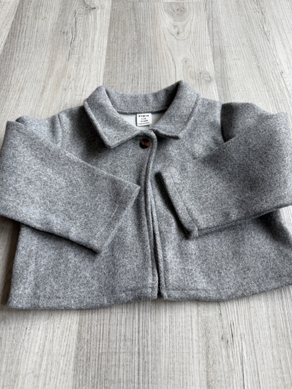 SHEIN Gray Girls' Pea Coat - Picture 2 of 6
